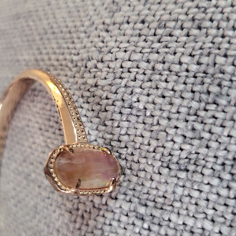 Kendra Scott "Elton" Rose Gold Cuff Bracelet with Iridescent Taupe Stones - Picture 2 of 4
